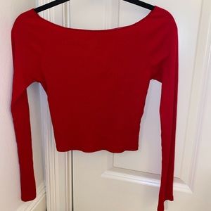 Brandy Melville Red Mayson off the shoulder/boatneck top